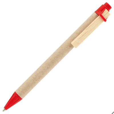 Recycled Storia Ball Pen with Flat Clip - Red
